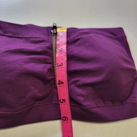 PURPLE Padded Tube Top Zippered Bandeau One Size - New - Picture 5 of 11